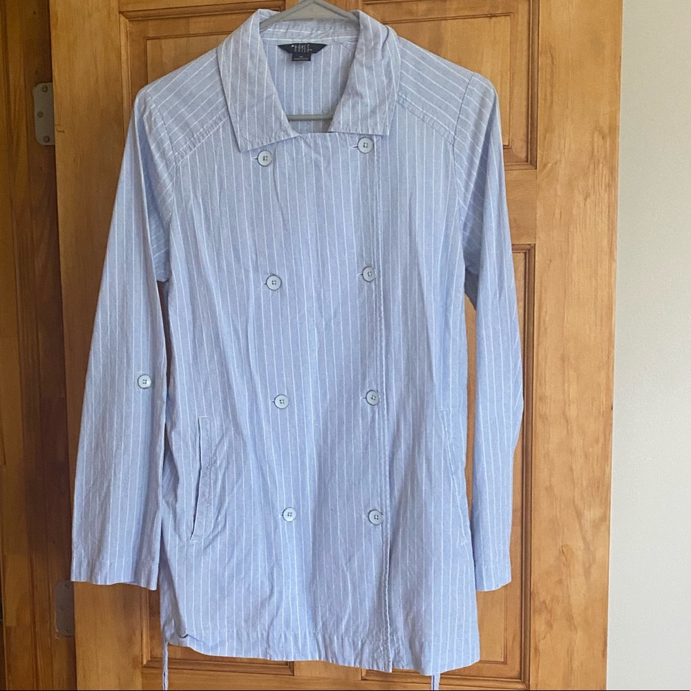 Hayes Light Blue Stripe Trench Jacket with Belt